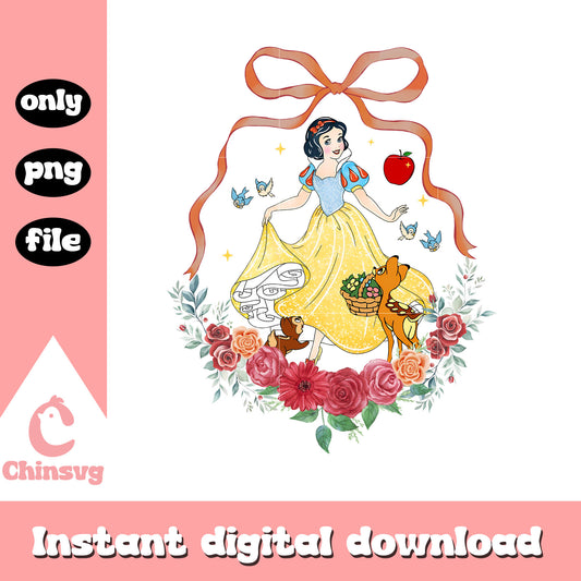 Snow white princess bow and flowers png, snow white disney character​ png