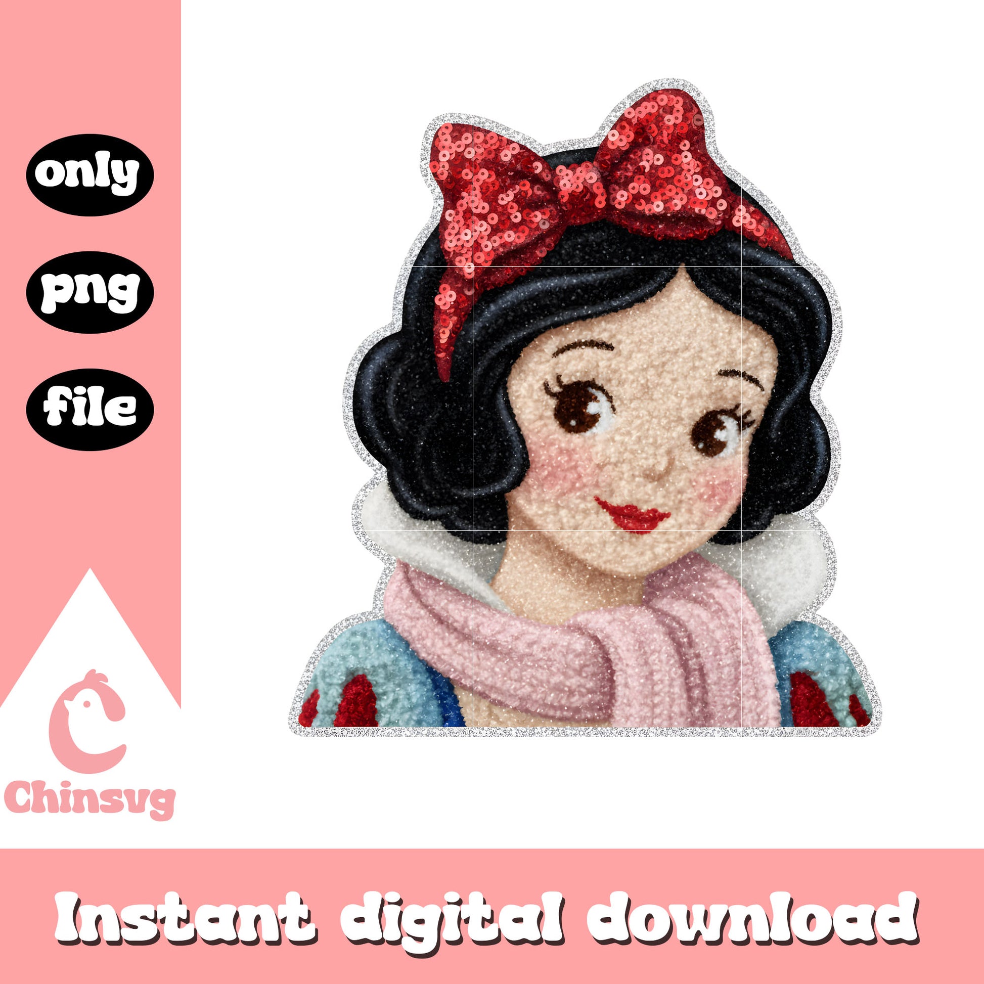 Snow white princess crochet png, princess valentine png