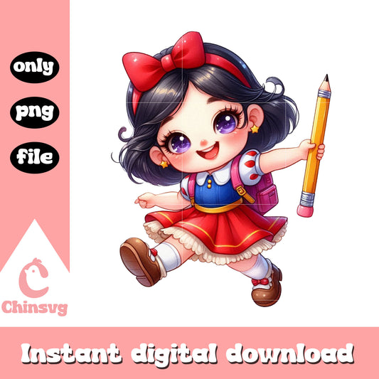Snow white princess go to school png, walt disney school png