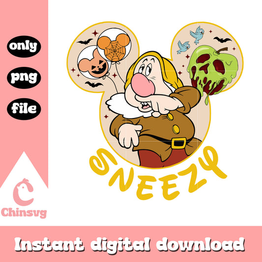 Snow white sneezy in mickey ear design png, mickey ear png