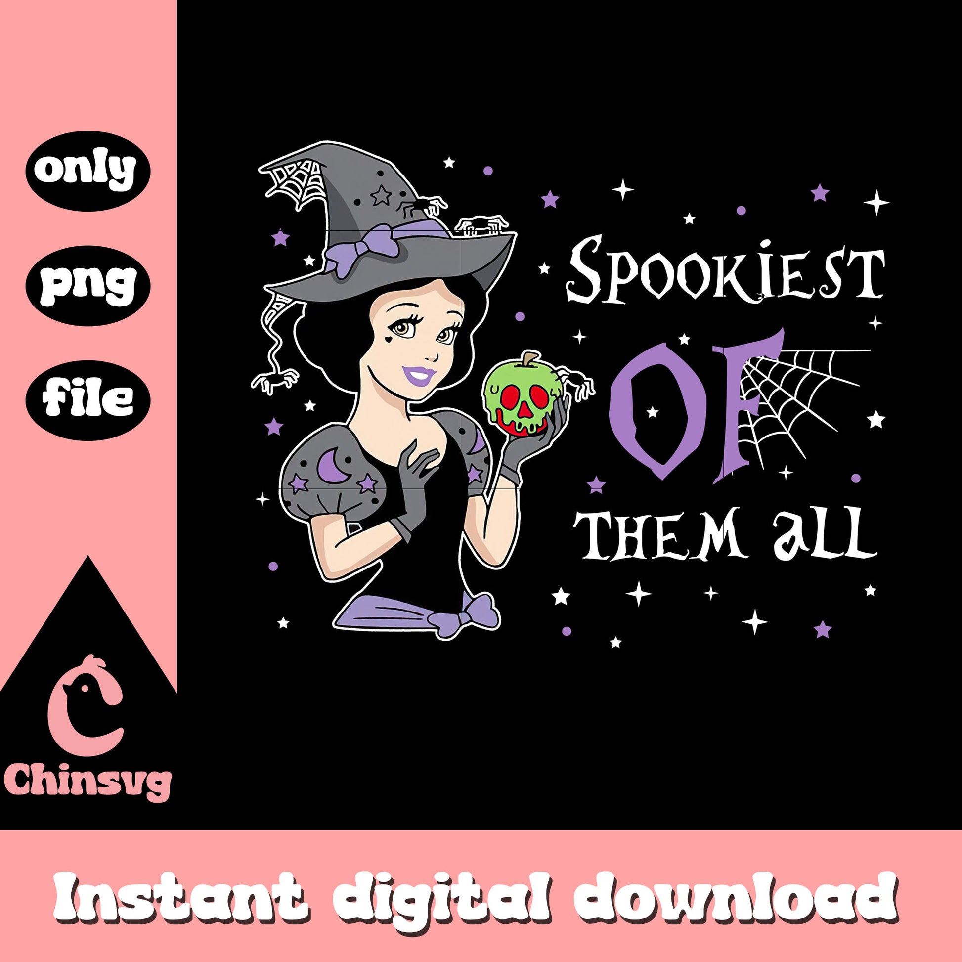 Snow white spookiest of them all design png, snow white princess png