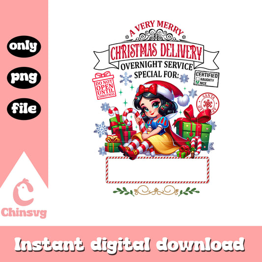 Snow white very merry christmas delivery png, disney princess christmas png