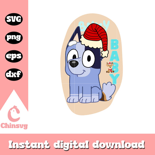 Socks bluey santa hat christmas design svg, socks bluey​ svg