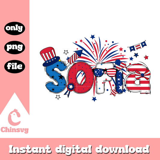 Sofia in 4th of july png, sofia png, america flag vibe png