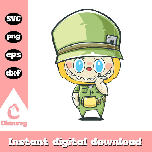 Soldier labubu collection drawing svg, labubu drawing svg