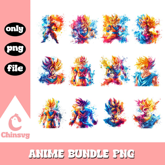 Son goku character water color bundle png