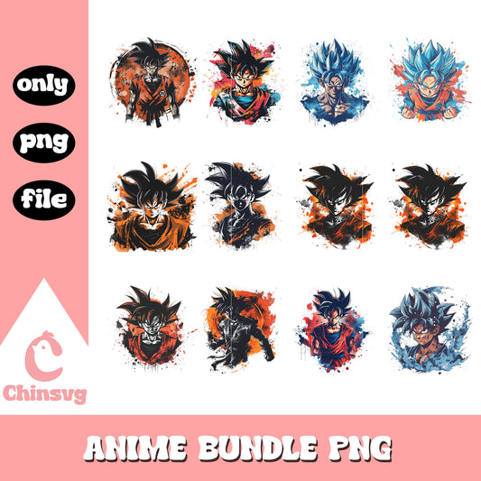 Son goku character watercolor bundle png