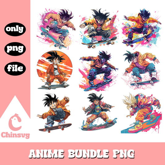 Son goku skateboarding bundle png