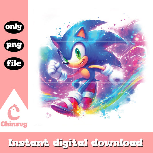 Sonic cartoon watercolor splash clipart png, sonic the hedgehog png