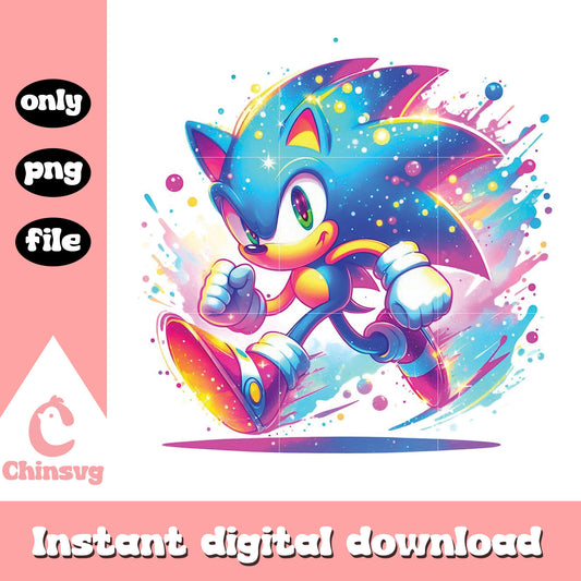 Sonic cartoon watercolor splash png, sonic character png