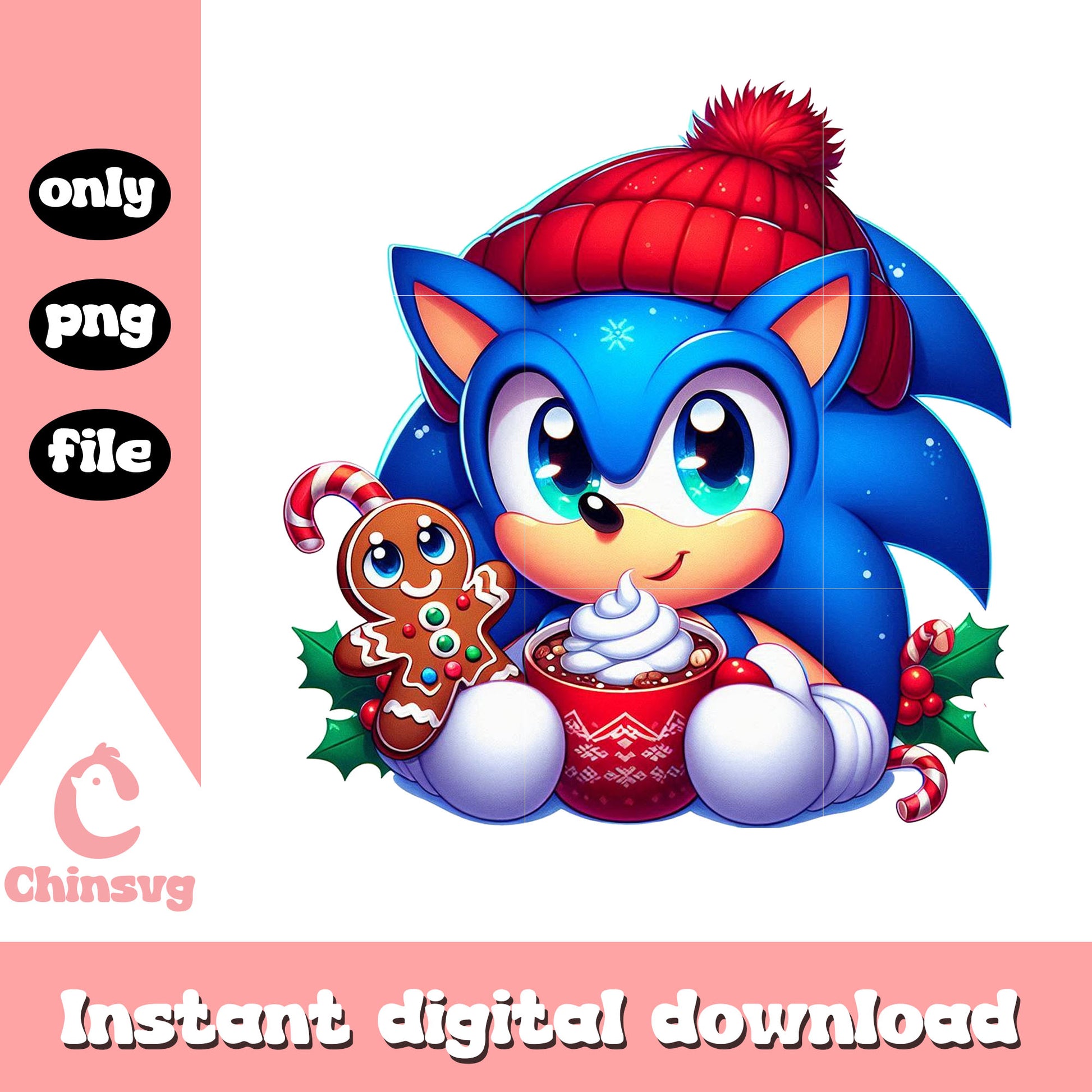 Sonic character and gingerbread man png, white christmas png