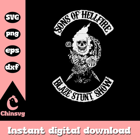Son of hellfire blaze stunt show svg, fire skeleton svg
