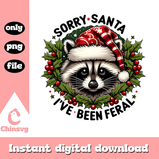 Sorry santa i've been feral raccoon face png, raccoon face​ png