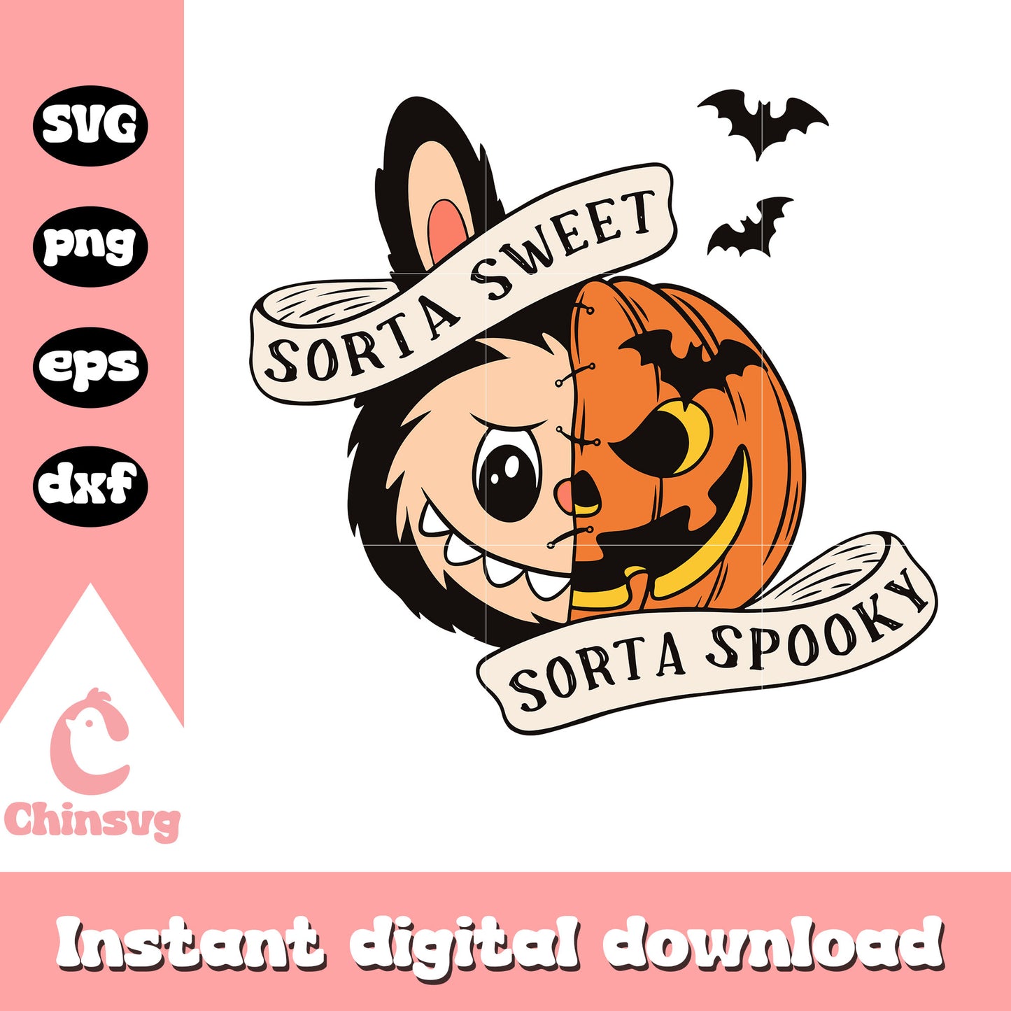 Sorta sweet labubu pumpkin svg, labubu halloween svg, pumpkin svg