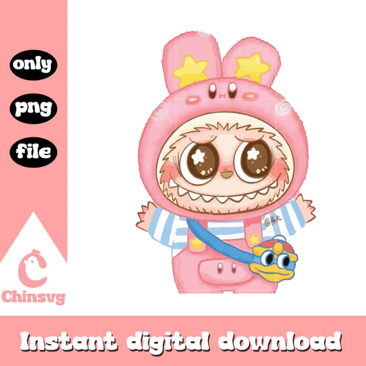 Sparkly pink labubu cute doll design png, labubu pink color png