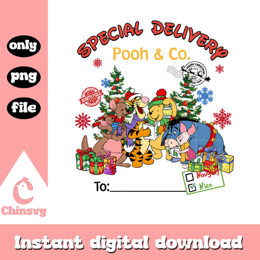 Special delivery pooh co xmas disney png, winnie pooh cartoon png