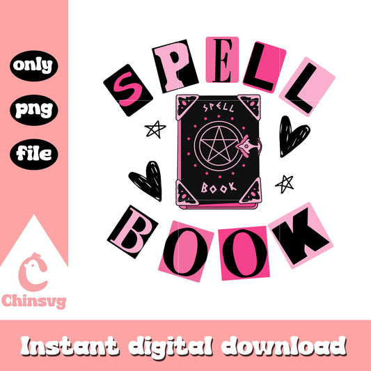 Spell book mean girl png, Spell book pink spooky png, Spell book png