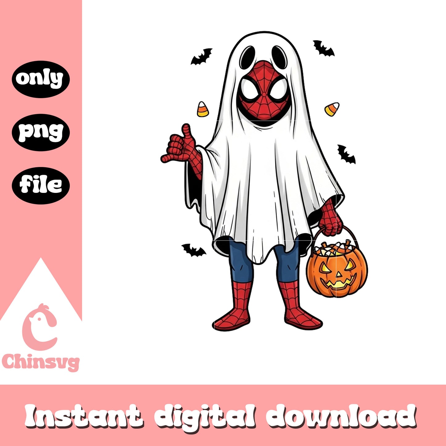 Spider cos ghost hand candy halloween png, halloween spiderman outfits png