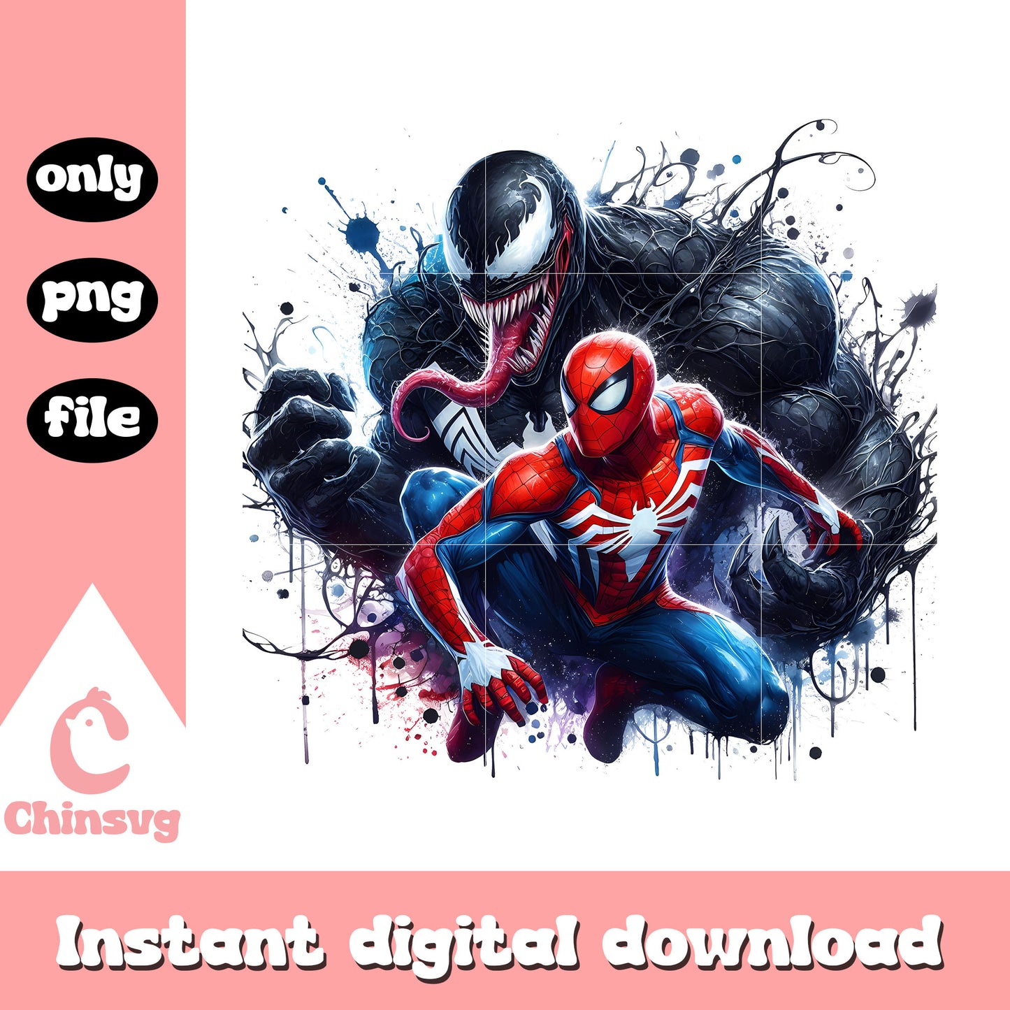 Spiderman and venom splatter effect png, venom and spiderman png