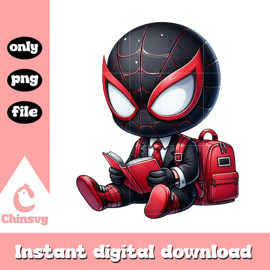 Spider man black is reading book png, power school png
