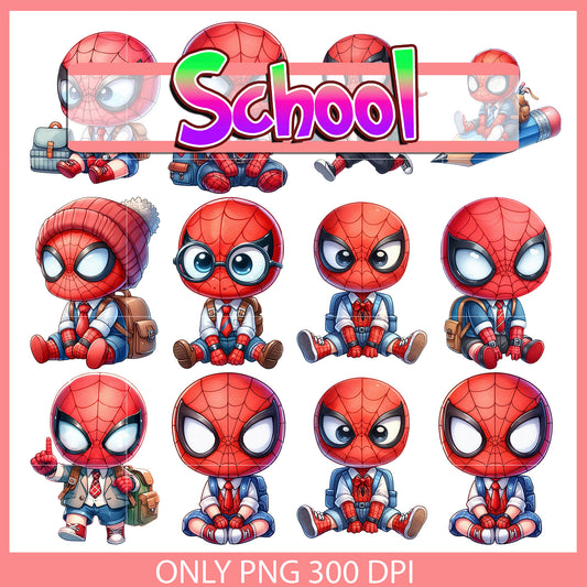 Spiderman character back to school design bundle png, spiderman png