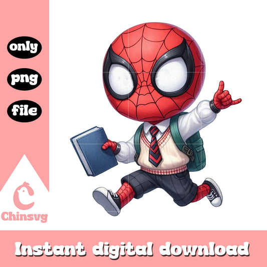 Spider man character is reading book png, power school png