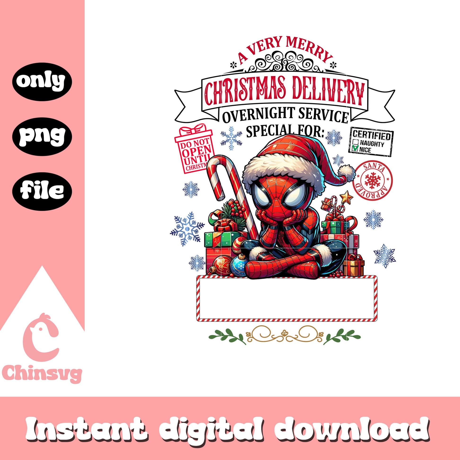 Spiderman christmas delivery png, the avengers png, christmas png