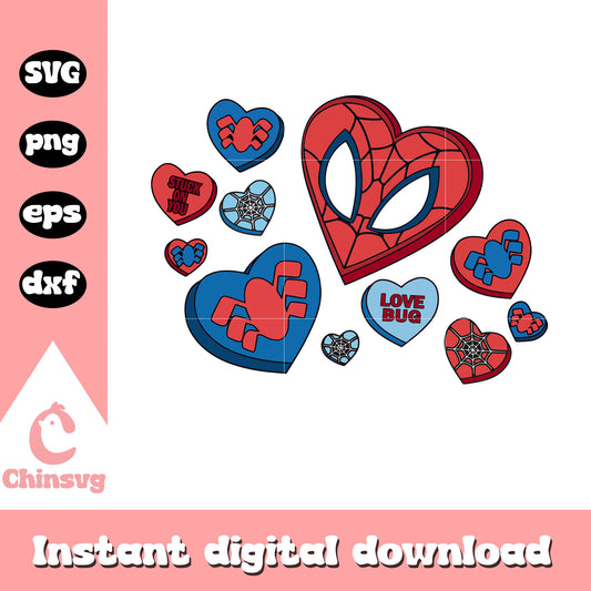 Spiderman heart shape love bug svg, spiderman svg, valentine svg