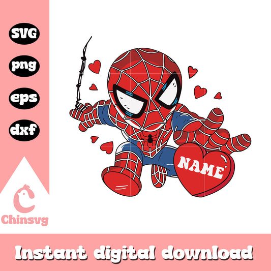 Spiderman name heart valentine svg, Spiderman svg, marvel svg