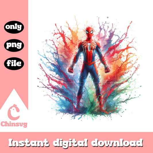 Spiderman posing cool splatter effect art png, spiderman marvel png