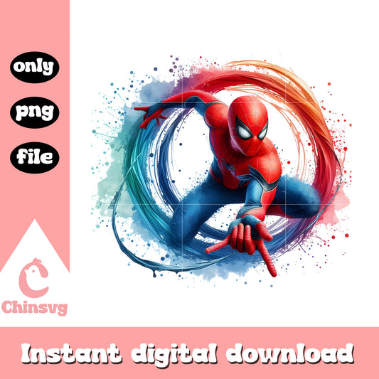 Spiderman posing cool splatter effect png, spiderman marvel art png