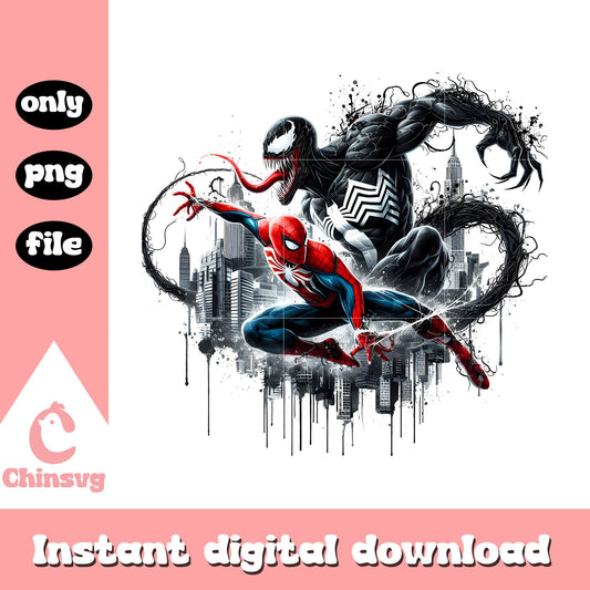 Spiderman venom marvel splatter effect png, spiderman and venom movie png