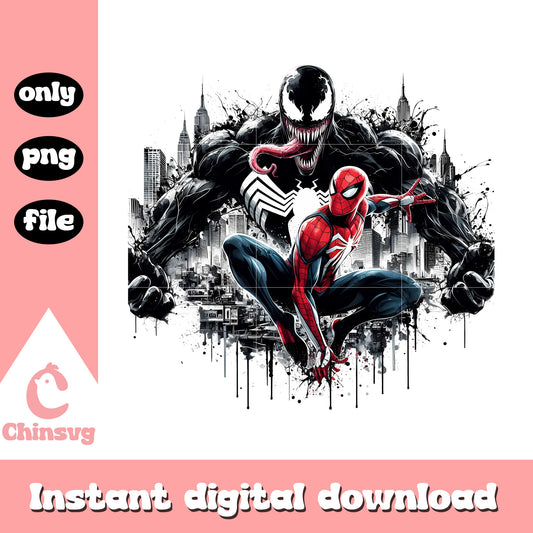 Spiderman venom splatter effect png, venom vs spiderman png