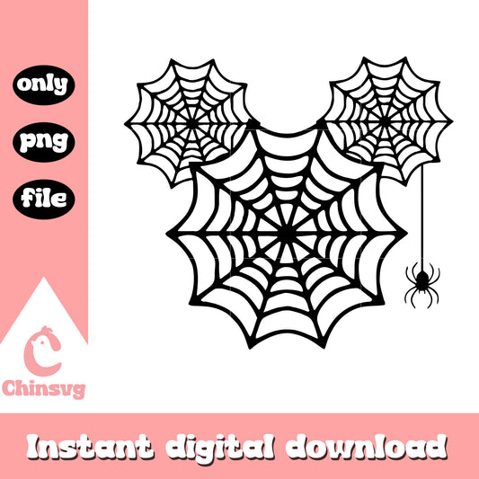 Spider silk mickey head design png, halloween vibes png, mickey mouse png