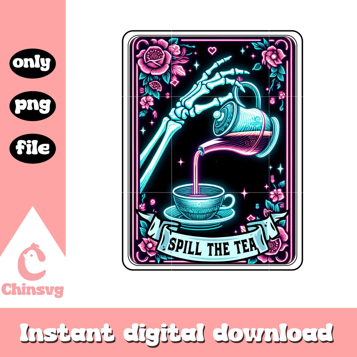 Spill the tea tarot card png, skeleton hand png, tarot card png – Chinsvg