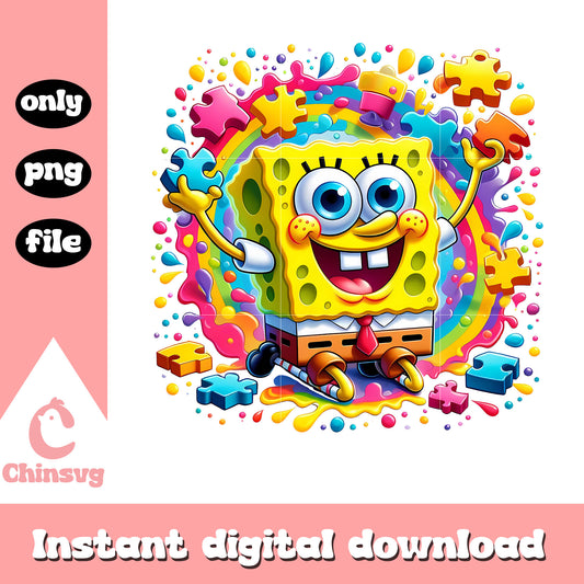 SpongeBob puzzle piece autism awareness png, autism awareness day png