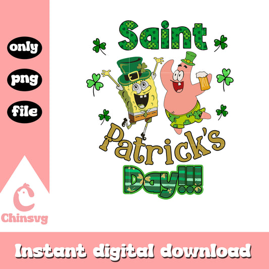 Spongebob and patrick star saint patrick's day png, st. patrick's day png