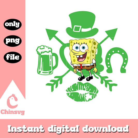 Spongebob character patrick symbol png, st. patrick's day png