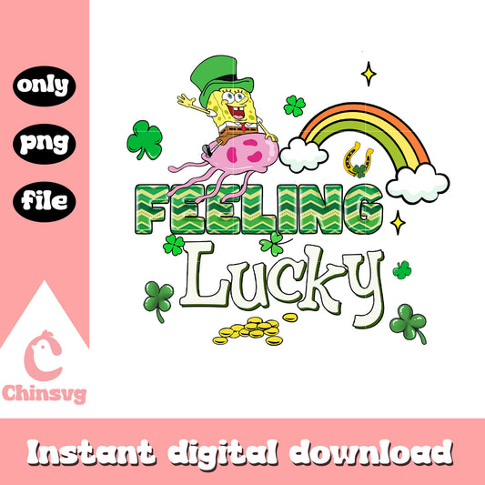 Spongebob feeling lucky png, spongebob png, patrick png