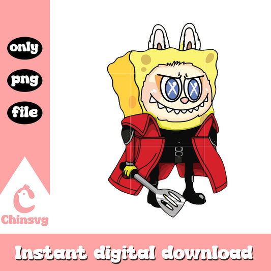 Spongebob warrior labubu cute doll design png, spongebob png