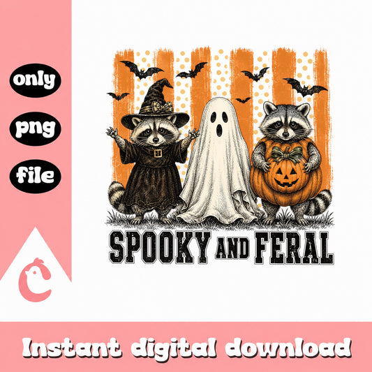 Spooky And Feral Raccoon PNG, Halloween Ghost PNG, Funny Halloween PNG