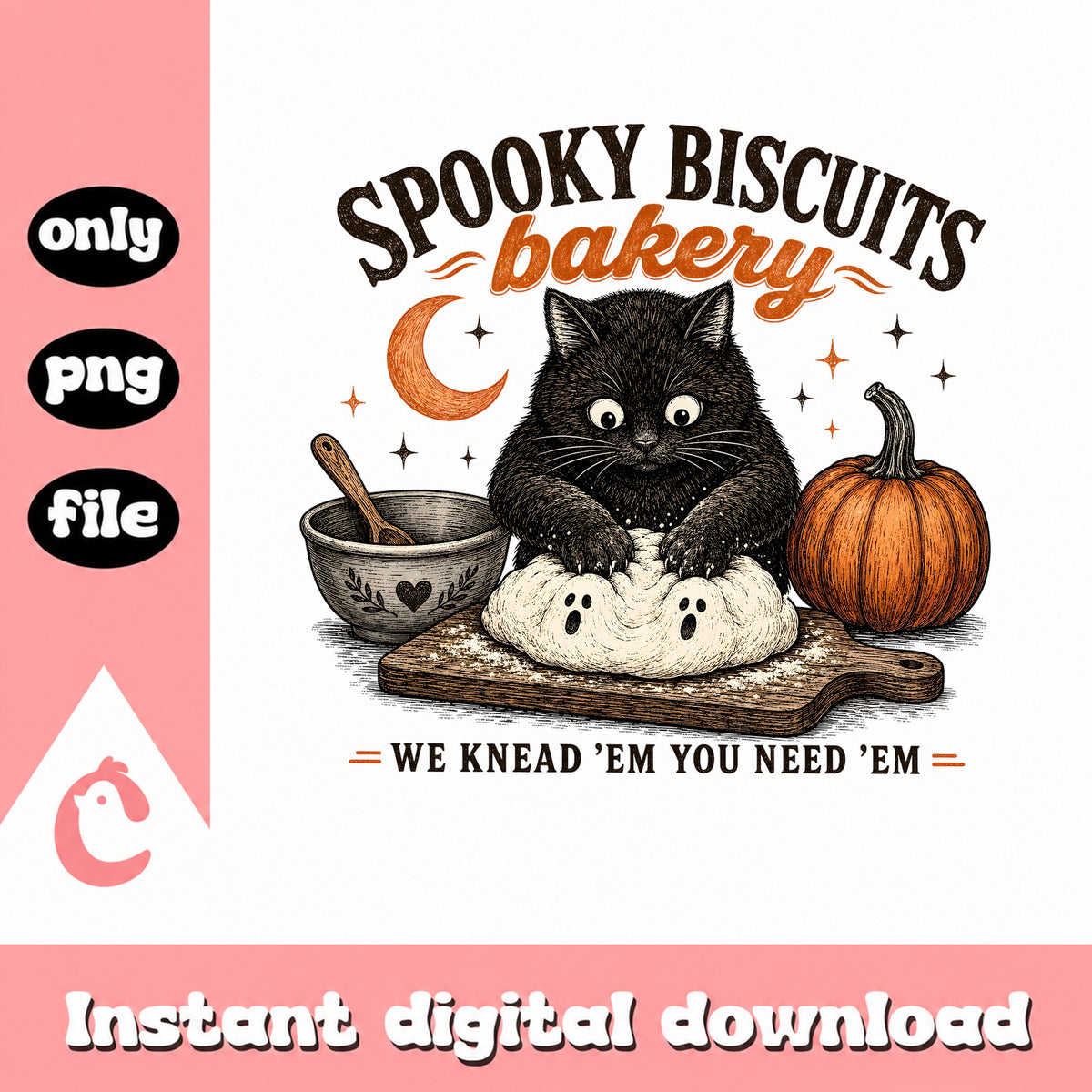Spooky Biscuits Bakery Black Cat PNG, Halloween Cat PNG, Funny Halloween PNG