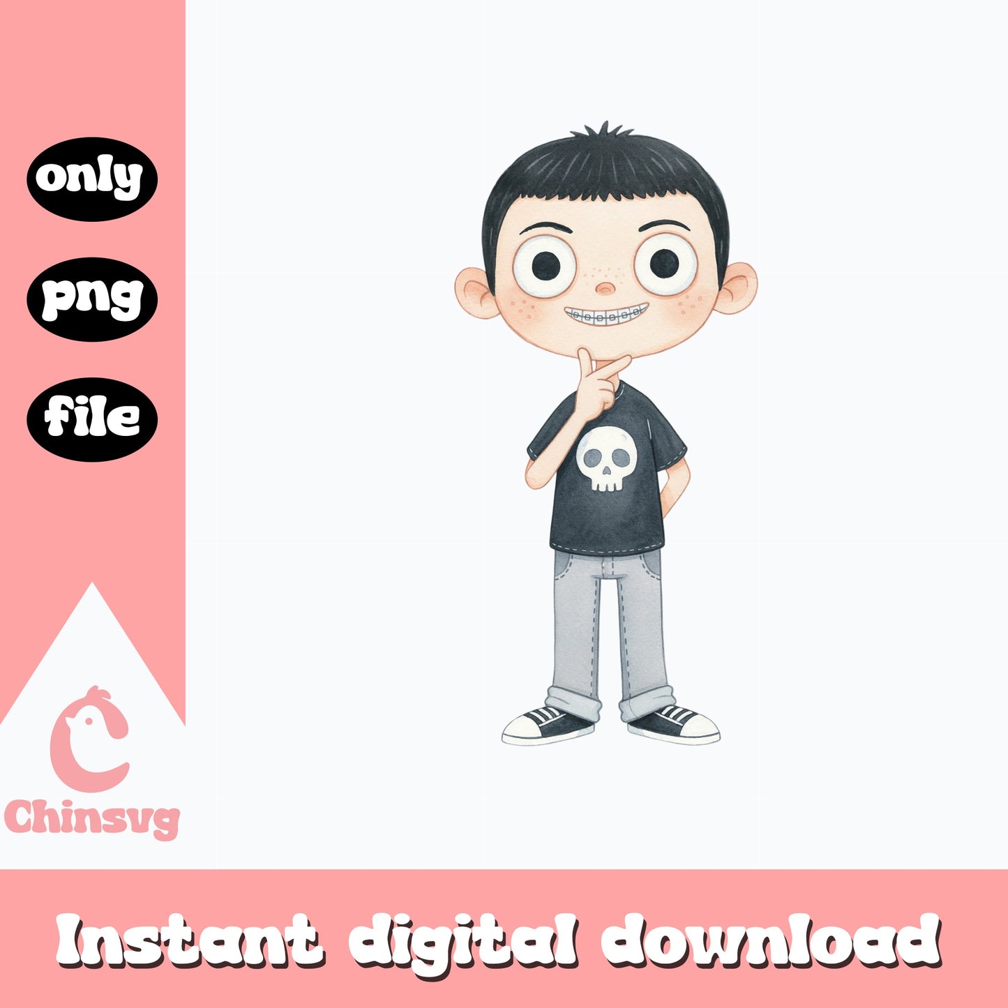 Spooky Boy With Skull Shirt Clipart PNG, Halloween Boy PNG, Cute Boy PNG