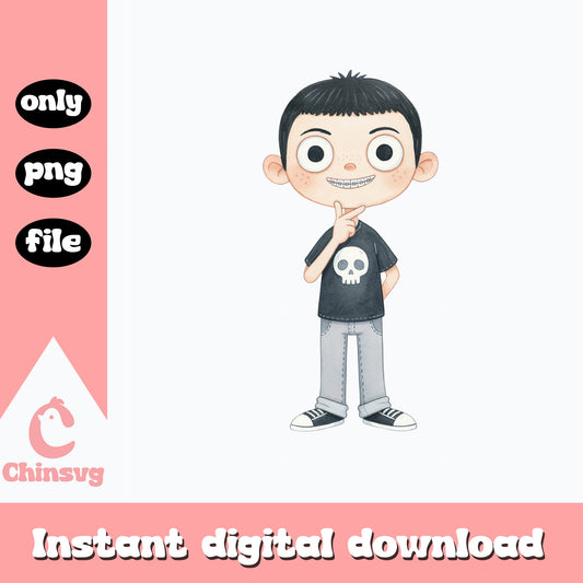 Spooky Boy With Skull Shirt Clipart PNG, Halloween Boy PNG, Cute Boy PNG
