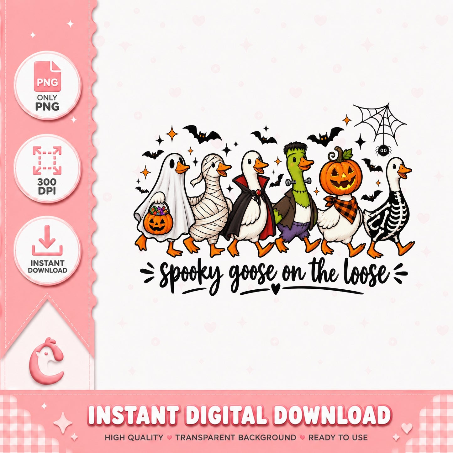 Spooky Goose On The Loose PNG, Halloween Geese Clipart, PNG