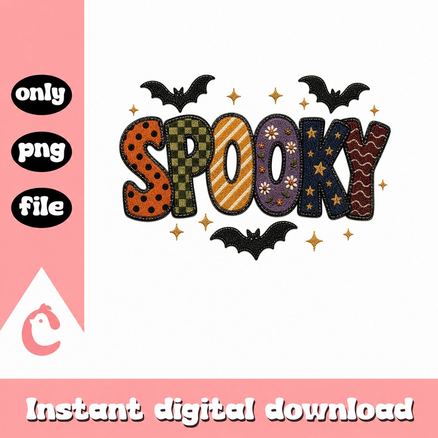 Spooky Halloween PNG, Retro Bat Sublimation, Halloween Design PNG