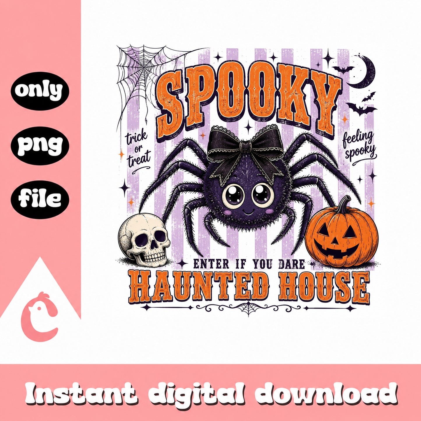 Spooky Haunted House Halloween PNG, Cute Spider PNG, Halloween PNG