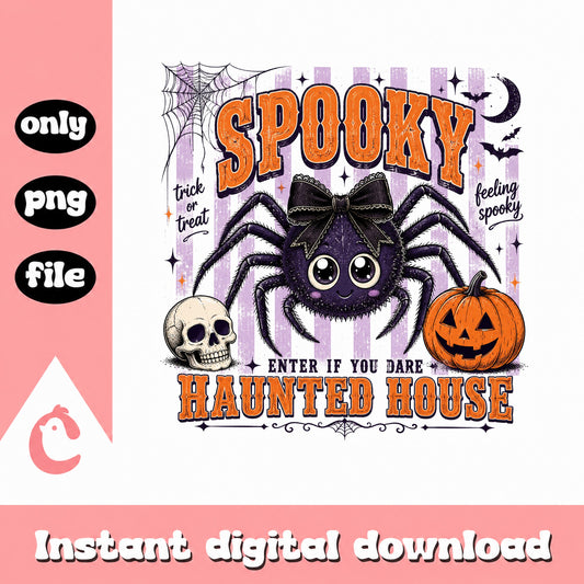 Spooky Haunted House Halloween PNG, Cute Spider PNG, Halloween PNG