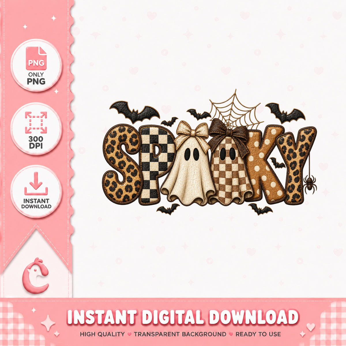 Spooky Leopard Print PNG, Halloween Ghost Sublimation, PNG