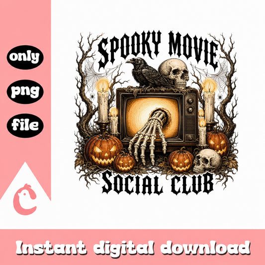 Spooky Movie Social Club PNG, Halloween Skeleton PNG, Halloween PNG